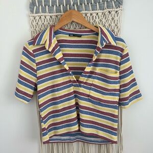 Zara Cropped Ribbed Polo